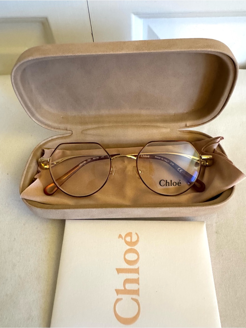 Chloé CE2156 757 Gold Brown Metal Full Rim Eyeglass Frames 49-19 140 Italy